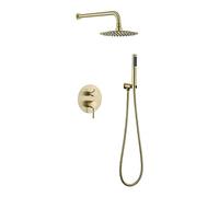 Dual-Function Rain Shower Set - 8" Brushed Nickel Mixer Kit with Round Head & Handheld Spray - Complete Bathroom Shower System for Luxury Experience