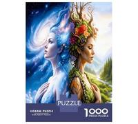 Dual Goddesses 1000pc Premium Jigsaw Puzzle Elemental Harmony Puzzle for Adults Thick Cardboard Teen Puzzle Fans 12-18 Logic Skill After-School Party Game Best Gift for Puzzle Lovers 38x26cm/1000pcs