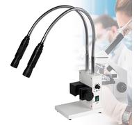Dual Gooseneck Microscope Illuminator, LED Spotlight, Adjustable Brightness & Aperture, 6000K, for PCB Repair Soldering