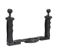 Dual Grip Handheld Stabilizer,Underwater Camera Dual Grip Stabilizer Tray,1/4in Screws Handle Grip for Diving Camera Housing Case Accessory (Black)