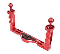 Dual Handheld Hand Grip Diving Flashlight Bracket Stabilizer Convenient Shutter Trigger Aluminium Alloy RedBlack 28x18x6cm for Diving Photography (Red)