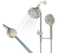 Dual Handheld Shower Head Combo, 3-Way High Pressure 10-Setting Handheld Shower & Rain Shower Separately or Together(Brushed Nickel)