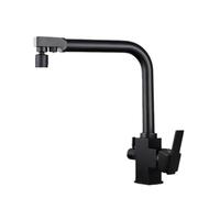 Dual Handle Kitchen Faucet 3 Way Brass Tap for Hot & Cold Water Black Reverse Osmosis Compatible Modern Design Easy Installation