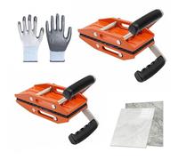 Dual Handle Slab Clamps with Rubber-Lined Grips, 770lbs Capacity for Stone and Glass Slabs, 2-Person Lifting and Moving Set