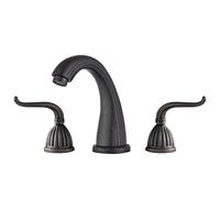 Dual Handles Faucet Antique Brass Bathroom Faucet 3 Holes Basin Deck Mount Tap Hot Cold Water Double Control Handles Sink Mixer Taps(Black)
