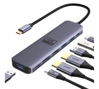 Dual HDMI USB C Adapter, Newmight 7 in 1 USB-C Docking Station for Dual Monitors, 4K60@HZ, Equipped with 2 HDMI Ports, 3 USB 3.0 Ports, 100W PD Charging, USB-C 3.0 Port, Compatible with Dell