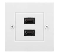 Dual HDMI Wall Panel, White Dual Port HDMI Wall Panel for Hotel, Home, and Office Buildings, American Standard (White 2port)