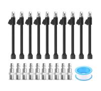 Dual Head Air Chuck Replacement 1/4 FNPT Extended Reach 2 Way Connection Flexible Angle Durable Zinc Alloy Iron Pipe for Truck Motorcycle Car Tire Black 10 Sets