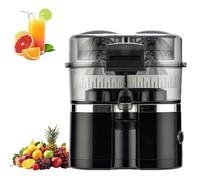Dual-Head Automatic Citrus Juicer with Built-In Cutter, 18000RPM Electric Orange Juicer Machine, One-Touch Electric Lemon Squeezer with 2 Cones & Cleaning Brush for Orange, Lime, Grapefruit (Black)