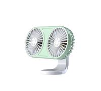 Dual-Head Car Fan - 3-Speed, Adjustable, LED Light, Compact Auto Cooler(Green)