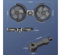 Dual Head Car Seat Cooling Fan with 3 Speed Settings, 270° Rotatable and Flexible Silicone Hose, Quiet Adjustable Airflow Rear Headrest Cooler, USB Powered Portable Fan for Cars and SUVs