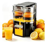 Dual-Head Electric Citrus Juicer with Built-in Cutter, Automatic Lemon Squeezer, 2-Speed Wireless Juice Extractor, Portable Squeezer for Oranges, Lemons & Limes Black