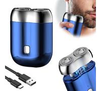 Dual-Head Electric Shaver,Upgrade Pocket Portable Mini Shavers,Rechargeable Waterproof Compact Travel Electric Razor for Men,USB Charging for Home,Car,Travel (Blue)