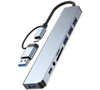 Dual Head Hub With USB 30 And Ports Plus for SD TF Card Reader And 35mm Audio Jack For Laptop PC for MAC for LINUX for ANDROID Systems