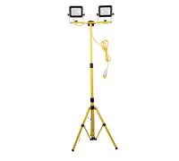 Dual Head LED Work Light 110V 2x20W Flood Lights Outdoor Site Uplights with Portable Adjustable Tripod Stand, 3600 Lumens 5m Cable IP44 Rated LED Floodlight for Construction and Job Sites Lighting