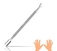 Dual Head Nail Cuticle Pusher, XCOZU Professional Stainless Steel Cuticle Pusher Metal Nail Cleaner Tool, Nail Scraper for Gel Nails Polish Remover Tool Nail Art Cuticle Trimmer（Silver）