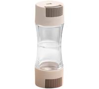 Dual Head Portion Control Salt Dispenser, Khaki Double Ended Spice Shaker with Sealed Seasoning Bottle for Kitchen, Precise 0.5 g Output, 100 ml Capacity, Measuring Salt Shaker for Daily Cooking