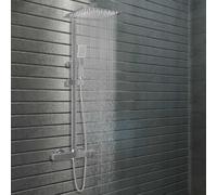 Vidaxl Dual Head Shower Set With Thermostat Stainless Steel, Silver