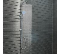 Shower Set Silver 95cm Stainless Steel & ABS Dual Head Rain + Hand 200mm Nozzle