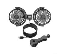 Dual Head USB Car Cooling Fan With 3 Speed Settings Rotatable Fan Heads And Wide Range Mounting Options For Vehicles Including Cars And Buses