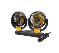 Dual-Head USB Car Fan: 5V/12V/24V, 3-Speed Adjustable Cooling(Yellow)