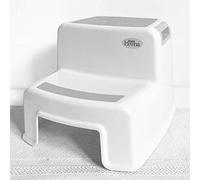 Dual Height 2 Step Stool for Kids | Slip Resistant Soft Grip Toddler's Stool for Potty Training and Use in The Bathroom or Kitchen | BPA Free for Comfort and Safety (Pack of 1, Gray White)