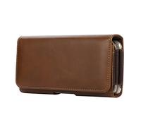 Dual Horizontal Belt Clip Holster 2 Cell Phone Pouch Case Holder for iPhone 16 Pro 15 14 13 12 11 Pro Max Samsung Galaxy S24 S23 S22 Plus S21 S20 FE A15 A54 Google Pixel 8a 7a 6a Pixel 9 8 7 6 (Brown)