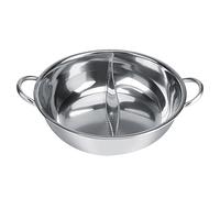 Dual Hot Pot, 34cm Stainless Steel 2-Sided Induction Cooking Pot with Two Flavor Separation for Shabu Soup, Hot Pot and Family Meals