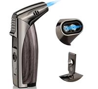 Dual Jet Flame Torch Lighter, Refillable Windproof Butane Lighter with Punch Hole, Gift Box Included, Perfect for Outdoor Use and Culinary Tasks
