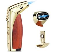 Dual Jet Flame Torch Lighter, Refillable Windproof Butane Lighter with Punch Hole, Gift Box Included, Perfect for Outdoor Use and Culinary Tasks