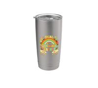 Dual Language Teacher Retro Rainbow Bilingual Educator Stainless Steel Insulated Tumbler
