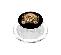 Dual Language Teacher Retro Rainbow Educator Design PopSockets PopGrip for MagSafe