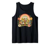 Dual Language Teacher Retro Rainbow Educator Design Tank Top