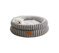 Dual-Layer Donut Dog Bed - Fluffy Round Bed for Cats Small Dogs Bunnies - Ultra-Soft Dog Donut Bed for Cozy Sleep (Grey,Large)