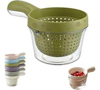 Dual Layer Draining Basket,Small Fruit Colander with Handle,Lightweight Fruit Rinser Kitchen Sink Strainer Bowl Set,2-in-1 Vegetable Washing Food Sieve for Berries Grapes Cherries Tomatoes (Green)