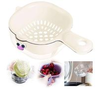Dual-Layer Draining Basket with Handle, Fruit Strainer Vegetable Draining Nesting Large Capacity colander plastic Food Strainer, for Pasta, Vegetables and Fruits Washing Draining Basket (White)