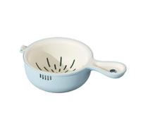 Dual Layer Fruit Washing Basket - PP Plastic Vegetable Colander with Strainer, Kitchen Draining Basket for Cleaning Fruits Vegetables Salad(Blue)