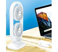 Dual-Layer Remote Control USB Rechargeable Fan Leaper White One Size