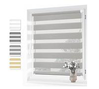 Dual Layer Roller Blind 60x320cm Blackout Waterproof Fabric Horizontal Shades for Bathroom & Office Light Gray Adjustable & Easy Install Modern Window Treatment.