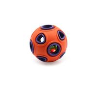 Dual-Layer Squeaky & Glow-in-the-Dark Dog Toy Ball, Natural Rubber Chew Toy with Bell, Dental Health, Treat Dispenser, and Interactive Pet Toy (Yellow,Small anemone ball (with luminous ball))