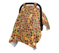 Dual Layer Washed Cotton Minky Baby Car Seat Canopy with Snap Window | Minky Dot Reverse Side Newborns Travel Cover Outdoor Walking Trip Retro Color