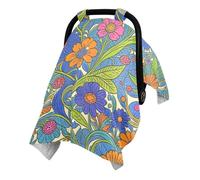 Dual Layer Washed Cotton Minky Baby Car Seat Canopy with Snap Window | Washed Cotton Outer Surface Infant Car Seat Cover Nursing Privacy Use Mexican Art Floral