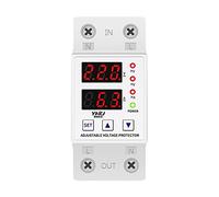Dual LED Display 40A 63A 80A Din Rail Adjustable Over Voltage Current and Under Voltage Protector Surge Protector Relay 220V Automatic switch (Color : 63a, Size : 2)
