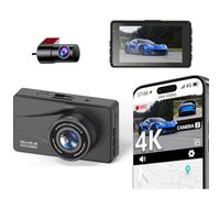 Dual Lens 4K Wifi Dash Cam For Cars, UHD 4K+2.5K Front And Rear Camera, Build-in Wifi WIth GPS ADAS,3 Inch IPS Display Mini Car DVR Super Night Vision G-Sensor Black Box