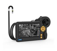 Dual Lens Articulating Borescope Camera, 4.3 Inch IPS Endoscope Inspection Camera with Two-Way Articulating Probe, 8X Zoom Borescope Cam with Lights, 2600mAh Battery, 32G TF Card