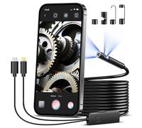 Dual-Lens Borescope,Endoscope Camera with Light, 16.5FT Borescope,1920P Inspection Camera with 8+1 Adjustable LED Lights,Semi-Rigid Cable Snake Endoscope for Phone,iPad