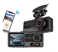 Dual Lens Car Dash Cam with 1080P Front & Interior, Super Night Vision, Loop Recording, WiFi, Parking Monitor, 64GB Max, Easy Install
