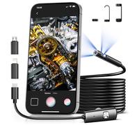 Dual Lens Endoscope Inspection Camera,1920p Endoscope with 16.5ft Semi-Rigid Snake Camera with 8+1 Adjustable Led Light,Type C 7.9mm Ip67 Waterproof Borescope for iPhone,IPad,Android,iOS