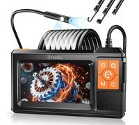 Dual-Lens Endoscope Inspection Camera, Ferdiiz 1080P HD Borescope, 4.3" IPS Screen Inspection Camera with Illuminator, IP67 Waterproof 8+1 LED Lights Endoscope for Wall Inspection, Plumbing-5M
