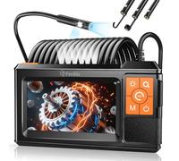 Dual-Lens Endoscope Inspection Camera, Ferdiiz 1080P HD Borescope, 4.3" IPS Screen Inspection Camera with Illuminator, IP67 Waterproof 8+1 LED Lights Endoscope for Wall Inspection, Plumbing-10M